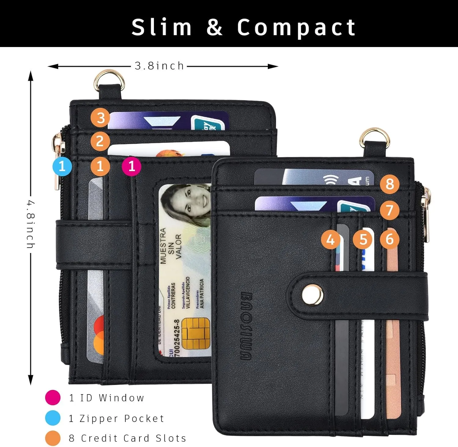BAOSIWA Silicone Bracelet Keychain Wallet for Women Wristlet Card Holder Slim RFID Wallet with Zipper Pocket