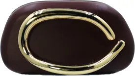 Boutique De FGG PU Leather Metal Clutches Women Formal Clutch Evening Bag Party Chain Shoulder Handbag Crossbody Purse,Mini