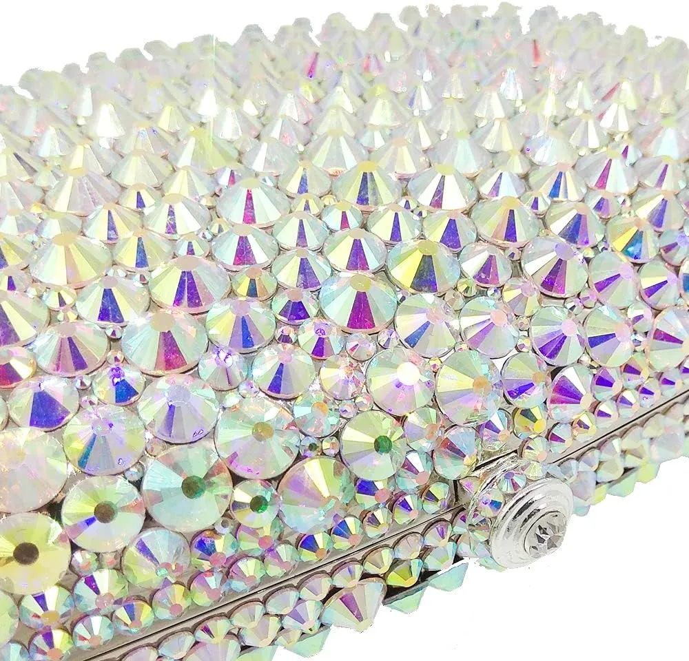 Boutique De FGG Rhinestone Clutch Bag with Spikes Bling Evening Handbags Crystal Clutch Purses for Women Wedding Party,Mini