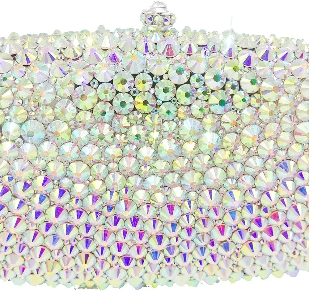 Boutique De FGG Rhinestone Clutch Bag with Spikes Bling Evening Handbags Crystal Clutch Purses for Women Wedding Party,Mini
