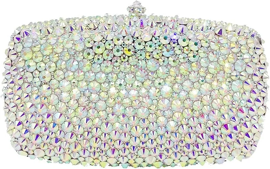 Boutique De FGG Rhinestone Clutch Bag with Spikes Bling Evening Handbags Crystal Clutch Purses for Women Wedding Party,Mini