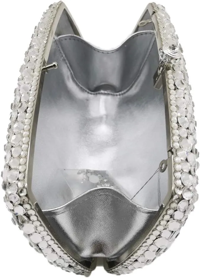 Boutique De FGG Rhinestone Clutch Bag with Spikes Bling Evening Handbags Crystal Clutch Purses for Women Wedding Party,Mini
