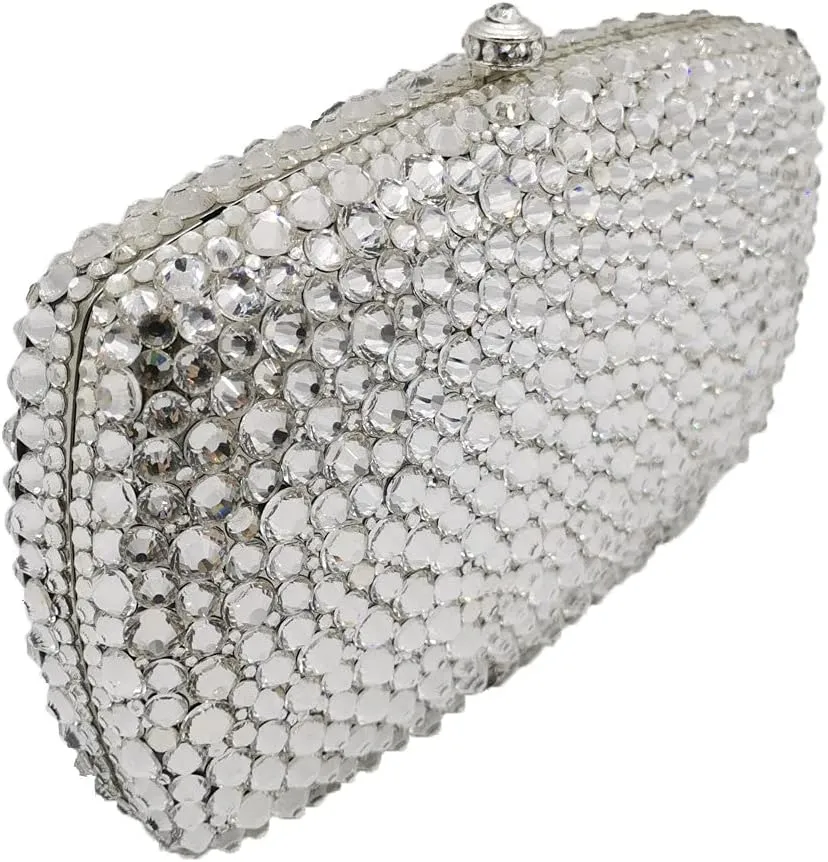 Boutique De FGG Rhinestone Clutch Bag with Spikes Bling Evening Handbags Crystal Clutch Purses for Women Wedding Party,Mini