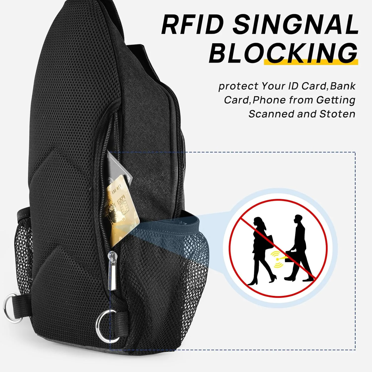 BROADREAM Crossbody Sling Backpack Waterproof Sling Bag for Women Men Anti Theft Crossbody Bags with RFID Blocking Hiking Backpack
