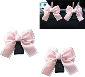 Car Purse Hook, Car Bow Seat Headrest Hook, Cute Creative Hidden Decoration, Multi-function Hanging Organizer for Backpack Grocery Bag, Universal for Most Cars Portable Storage Accessories (Pink)