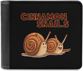 Cinnamon Snails Leather Wallets for Men Bifold Wallets Clutch Purses with Card Slots with 6 Credit ID Card Slot