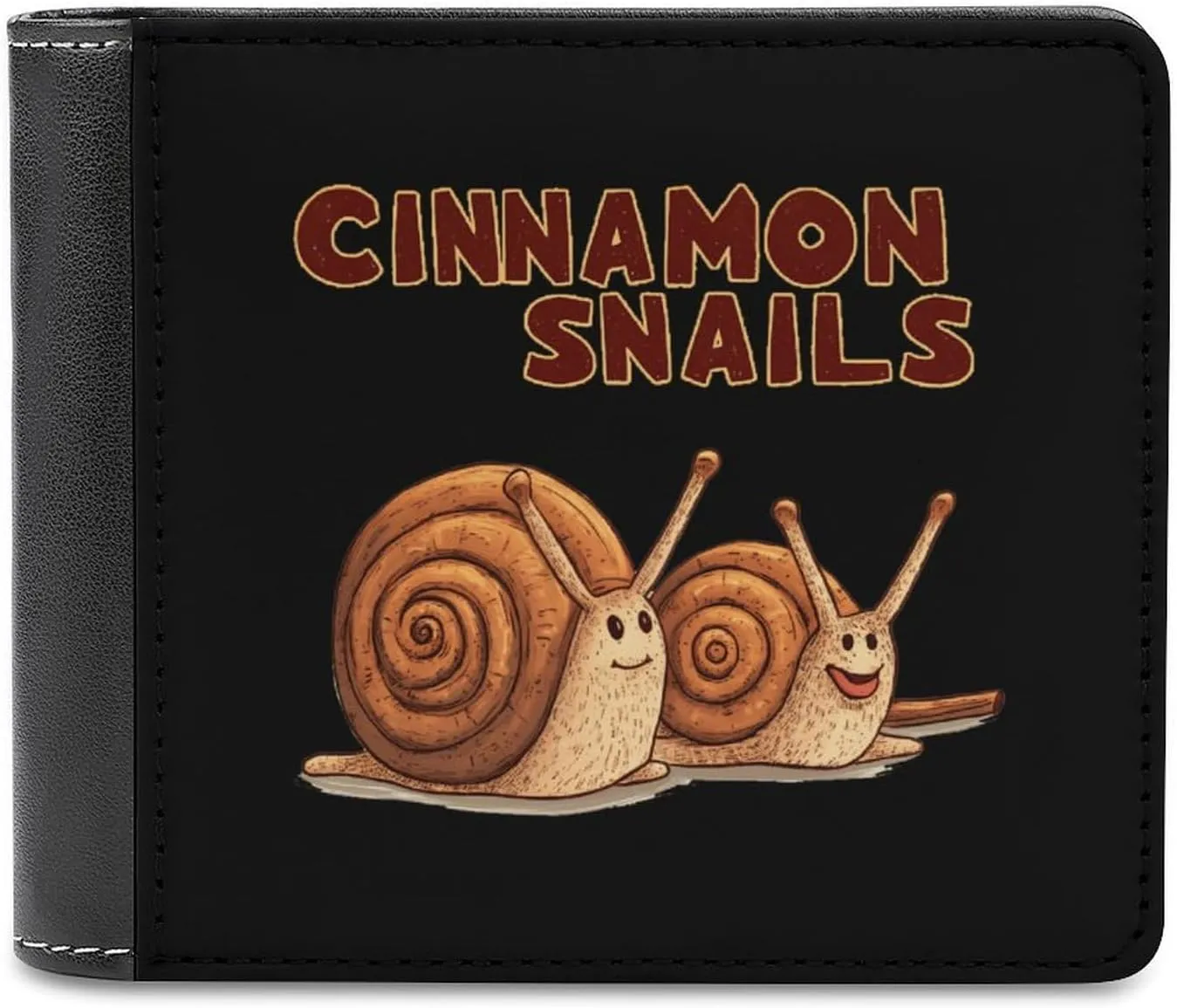 Cinnamon Snails Leather Wallets for Men Bifold Wallets Clutch Purses with Card Slots with 6 Credit ID Card Slot