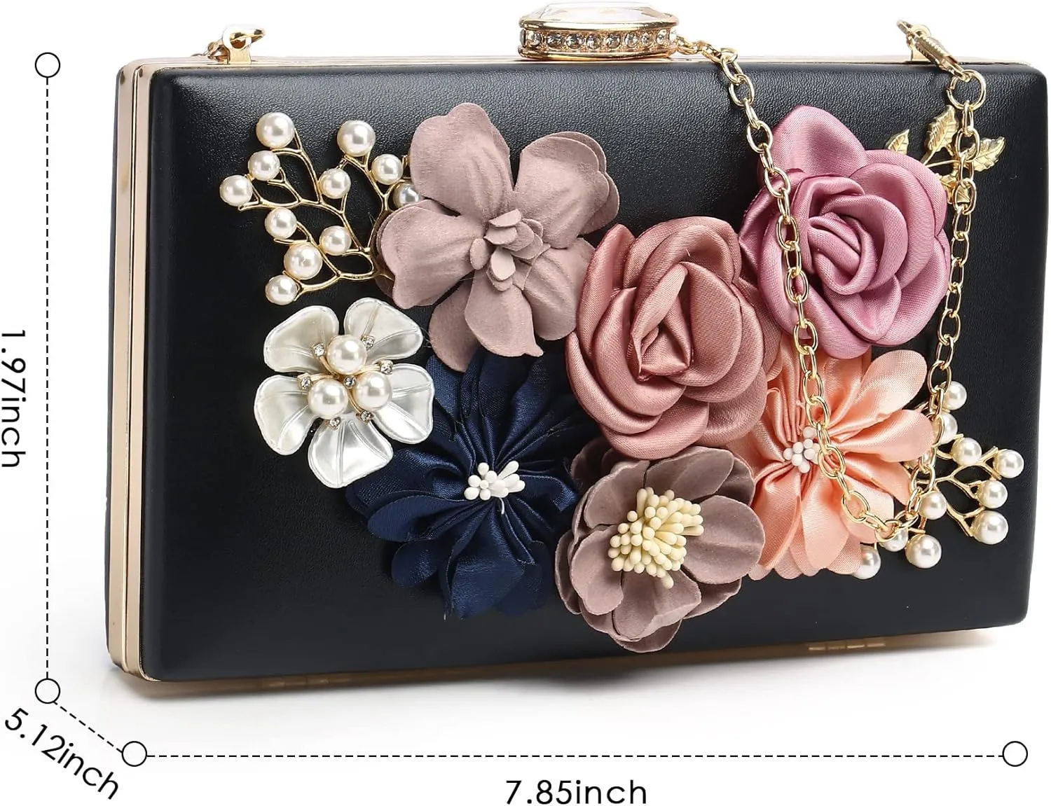 Clutch Purses for Women, Evening Clutch Clutch Purses for Women Formal, Banquet Bag with Floral Decoration, Gatherings