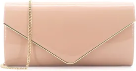 Dexmay Patent Leather Envelope Clutch Purse Shiny Candy Foldover Clutch Evening Bag for Women