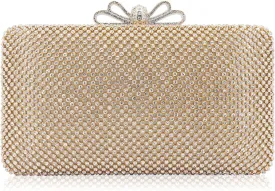 Dexmay Rhinestone Clutch Purse with Crystal Bow Clasp Evening Bag Wedding Party Dressy Handbag