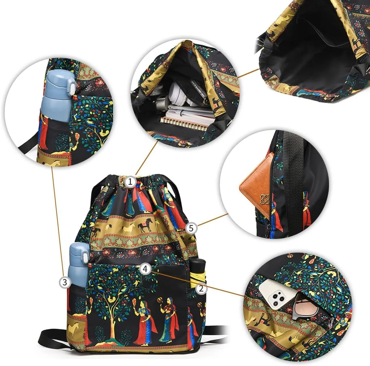 Drawstring Foldable Large Capacity Dry-Wet Separation Travel Sports Backpack,Foldable Drawstring Backpack for Travel (A)