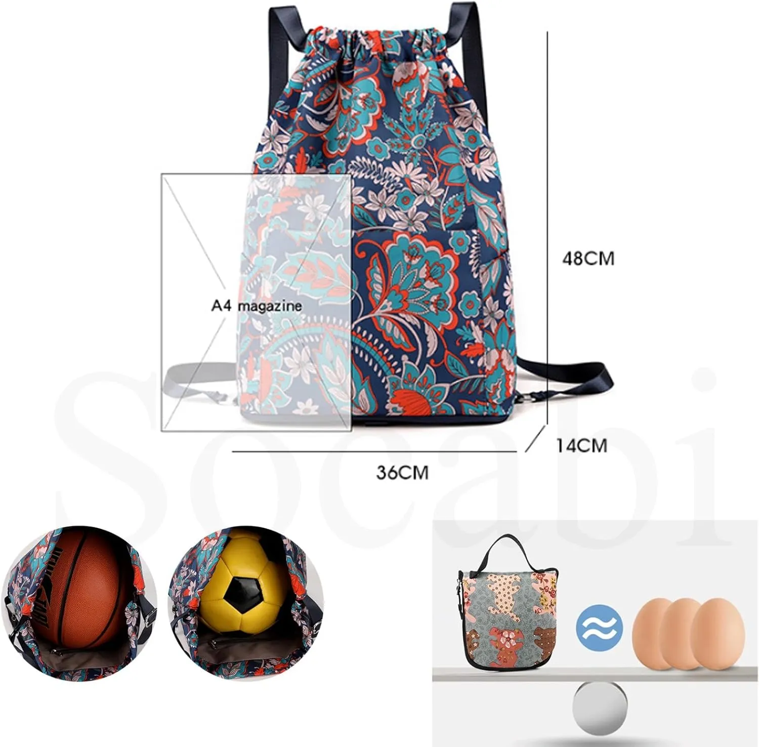 Drawstring Foldable Large Capacity Dry-Wet Separation Travel Sports Backpack,Foldable Drawstring Backpack for Travel (A)