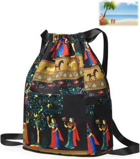 Drawstring Foldable Large Capacity Dry-Wet Separation Travel Sports Backpack,Foldable Drawstring Backpack for Travel (A)