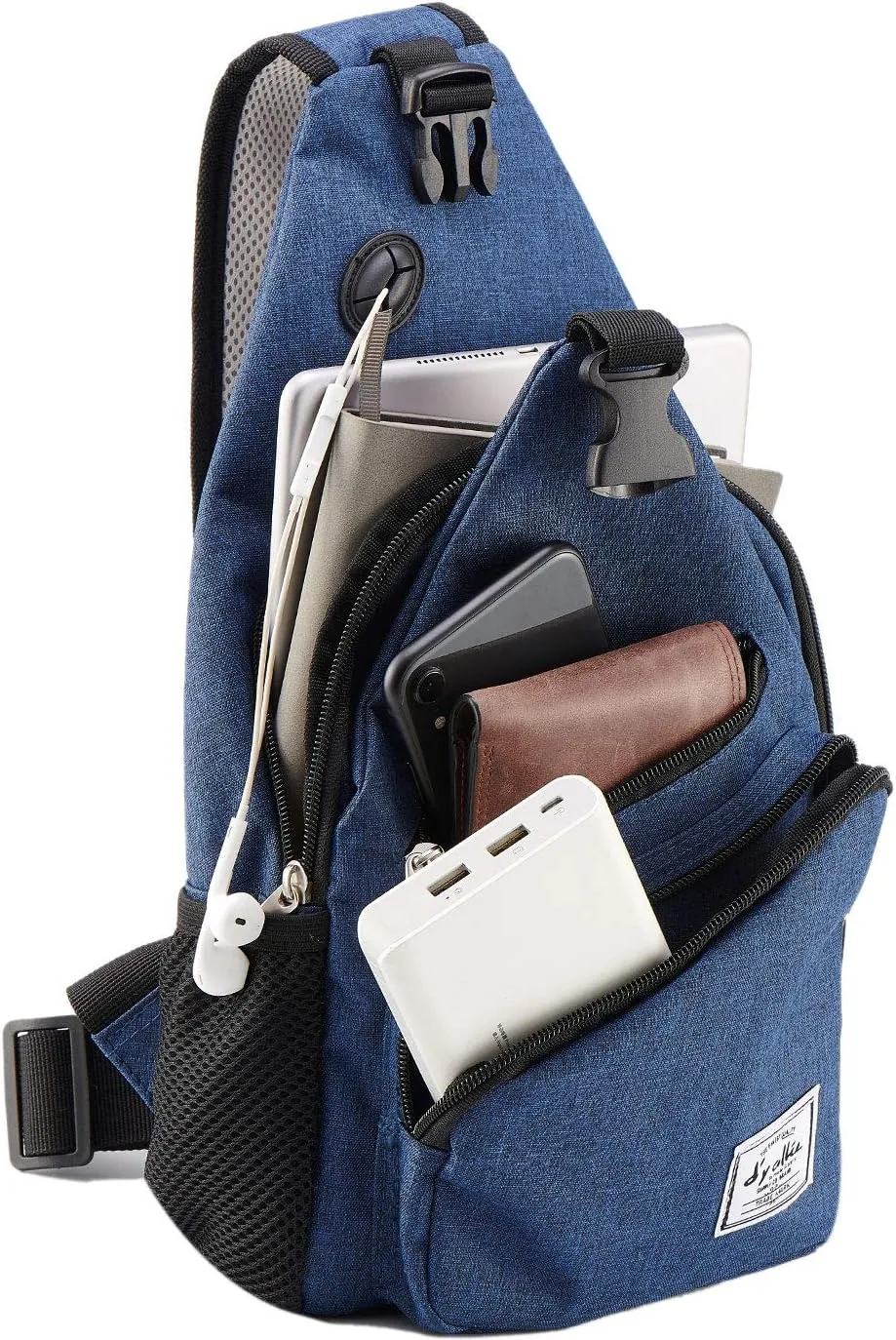 d'yallee 15.4" Sling Bag for Men Crossbody Shoulder Chest Bags Nylon for Travel Gym Sport Hiking with USB Charger Port 