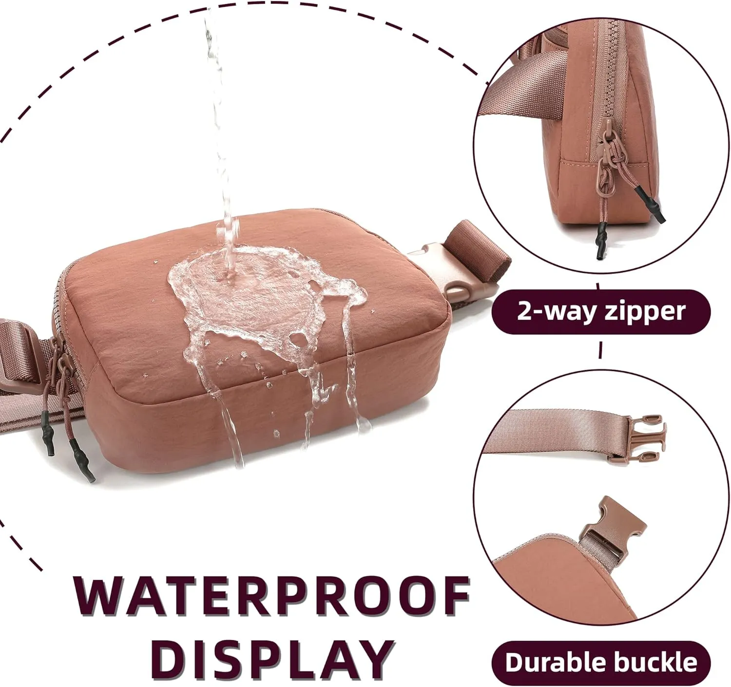 FODOKO Unisex Two-way Zipper Belt Bag