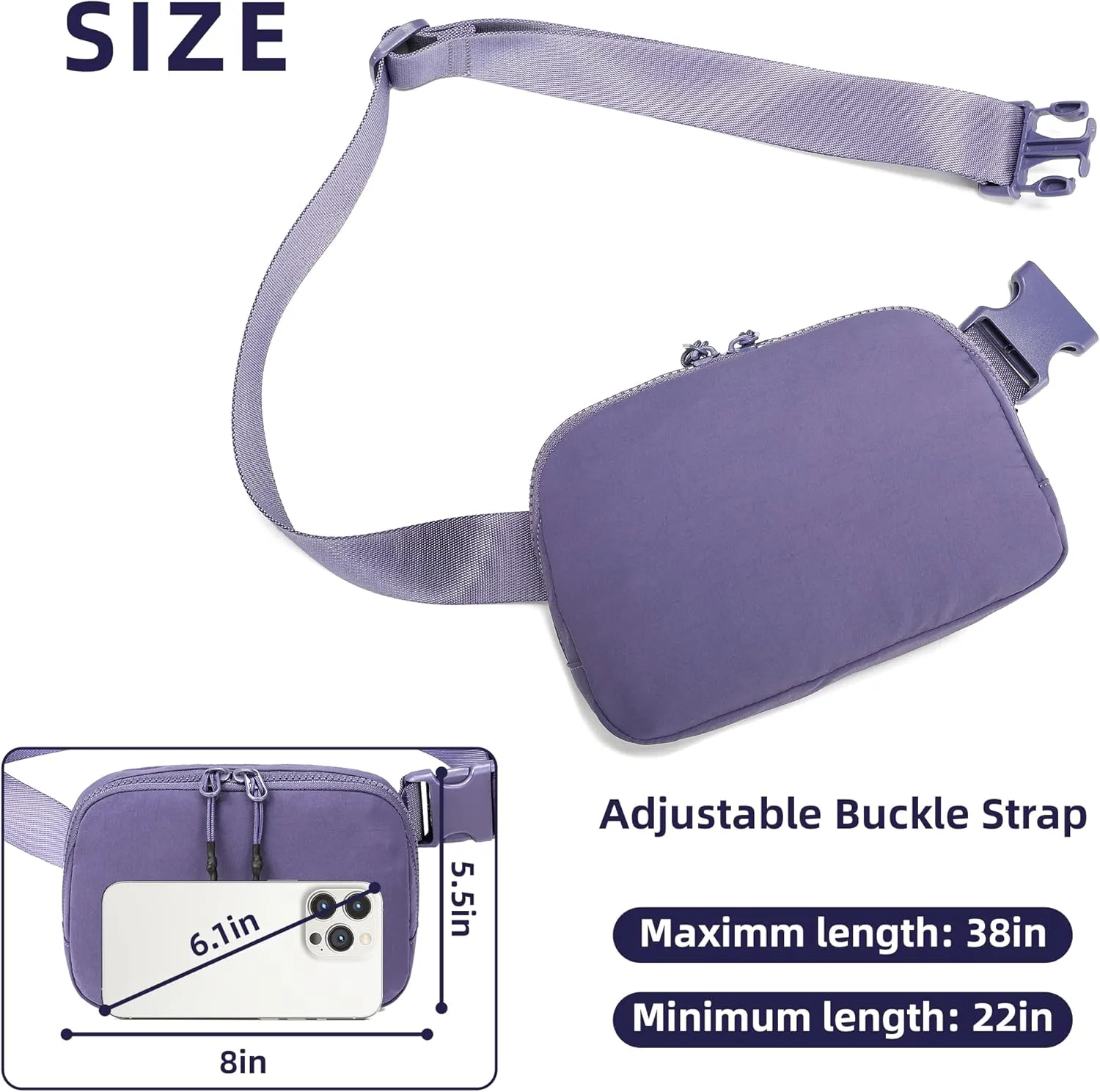 FODOKO Unisex Two-way Zipper Belt Bag