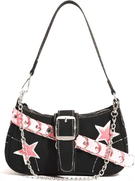 JeVenis Y2K Punk Gothic Crossbody Bag for Women - Black Leather Handbag - Daily Use, Casual Events - Birthday, Christmas Gift