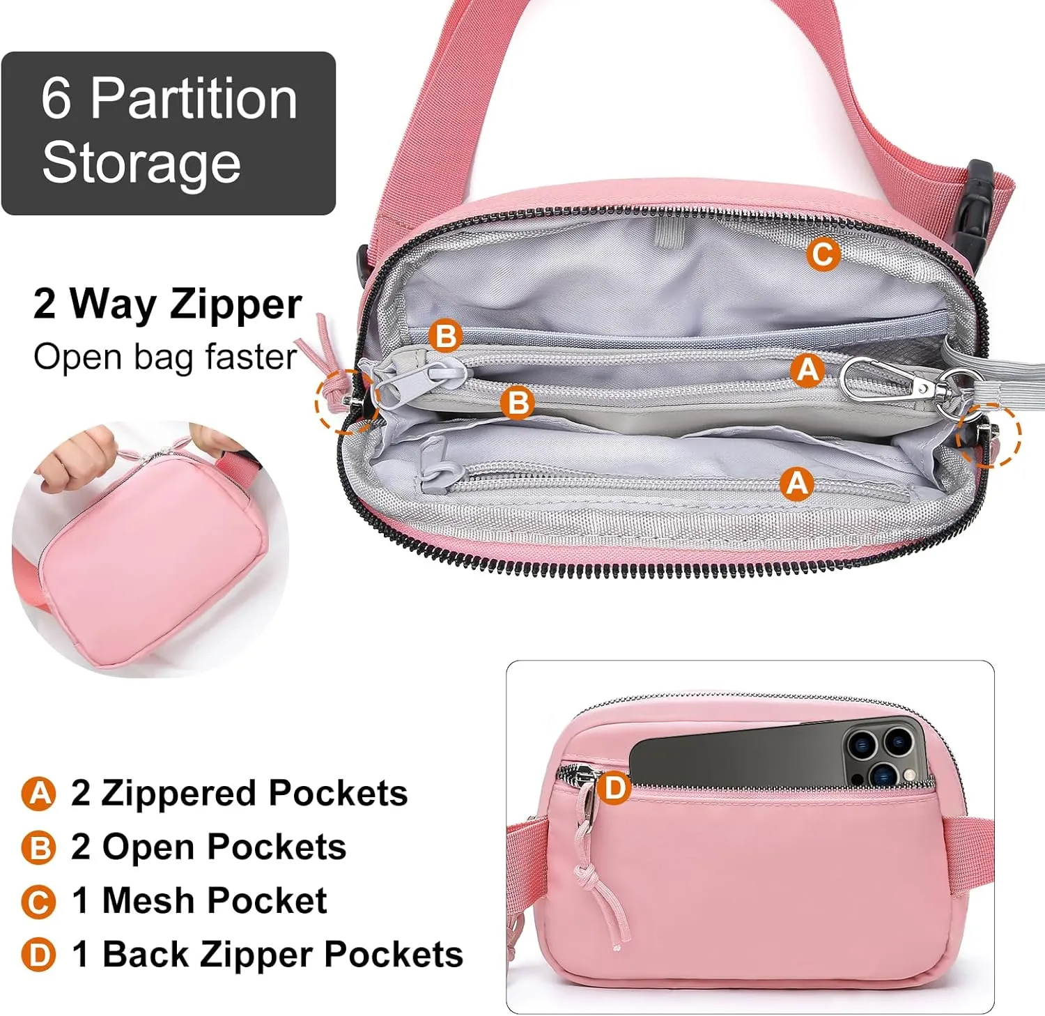 Mini Belt Bag for Women, RFID Small Fanny Pack, Womens Fashion Waist Packs with Extender Strap, Crossbody Bum Bags