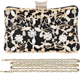 Rhinestone Evening Bag for Women Crystal Clutch Bag Sparkly Sequin Glitter Handbag Floral Shoulder Bag