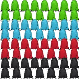 Shappy 60 Pieces Drawstring Bags Drawstring Backpack Bulk Sports Nylon Gym Cinch Bags for Women Men Sports Outdoor(4 Colors)