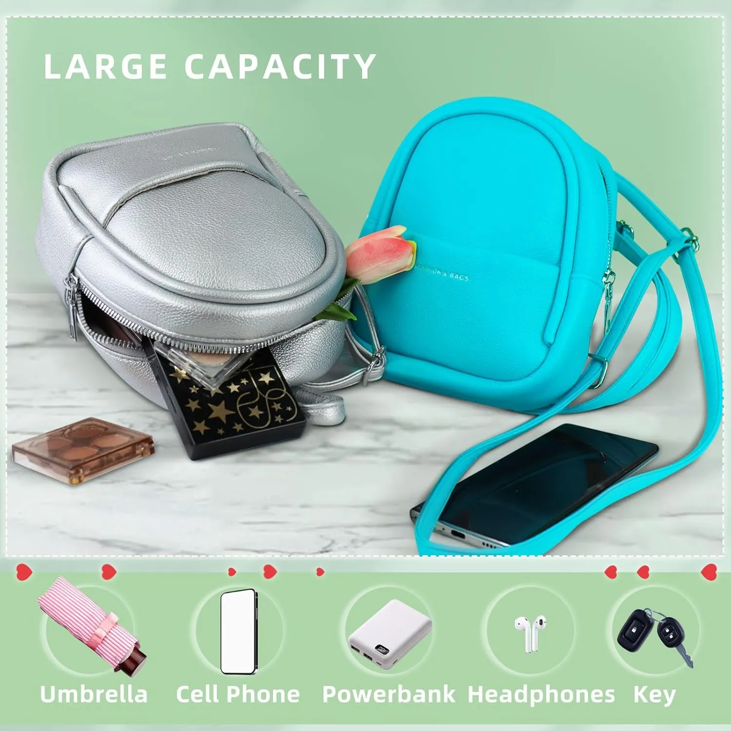 Small Backpacks, PU Leather Small Backpack Purse for Women, Stylish Mini Backpack Cute Backpack (blue)