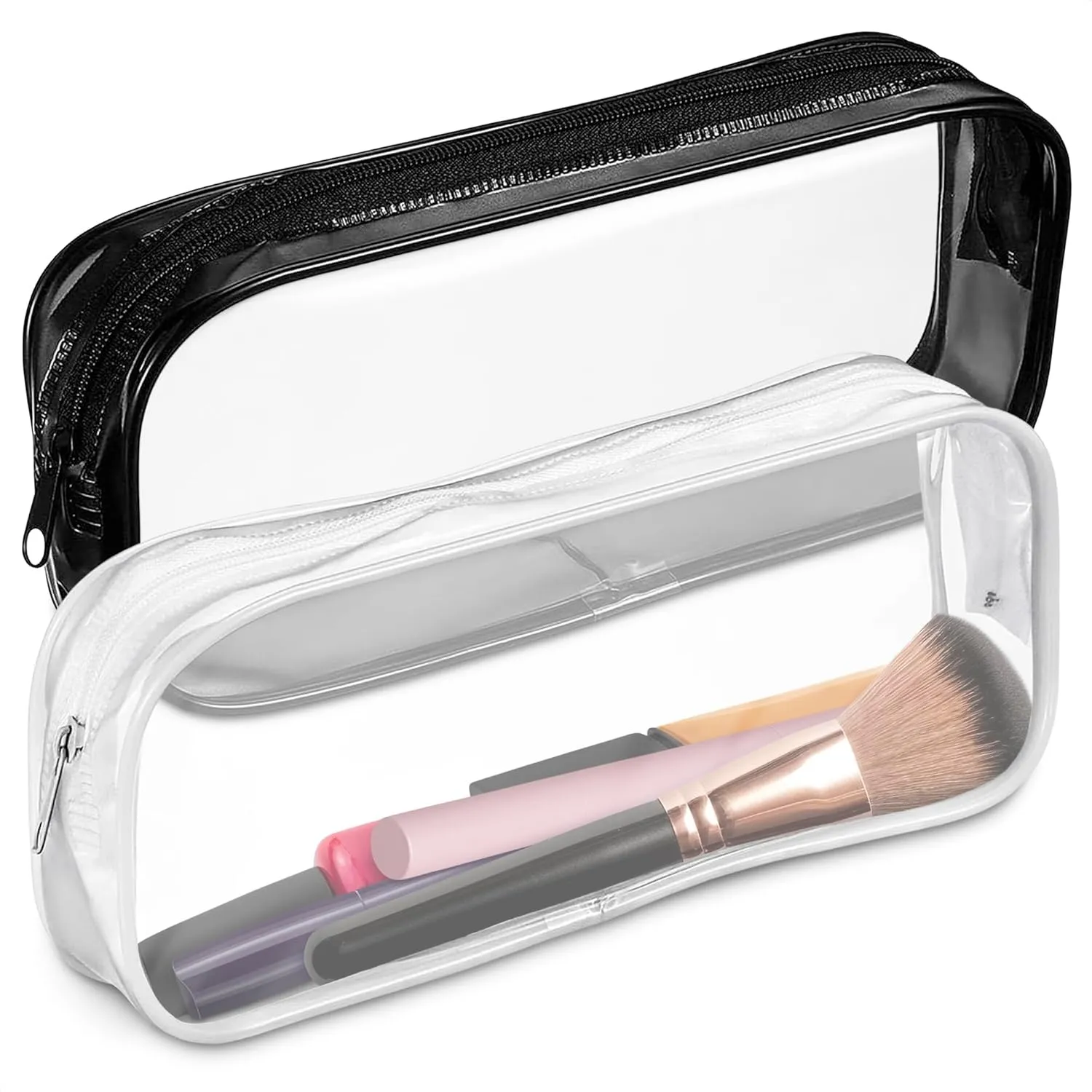 Small Makeup Bag for Purse  2 Pcs Clear Zipper Pouches, Soft, Elastic, Waterproof Plastic Small Cosmetic Bag for Purse, Space-Efficient, Stylish Design  Great for Organizing Essentials on the Go