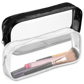 Small Makeup Bag for Purse  2 Pcs Clear Zipper Pouches, Soft, Elastic, Waterproof Plastic Small Cosmetic Bag for Purse, Space-Efficient, Stylish Design  Great for Organizing Essentials on the Go