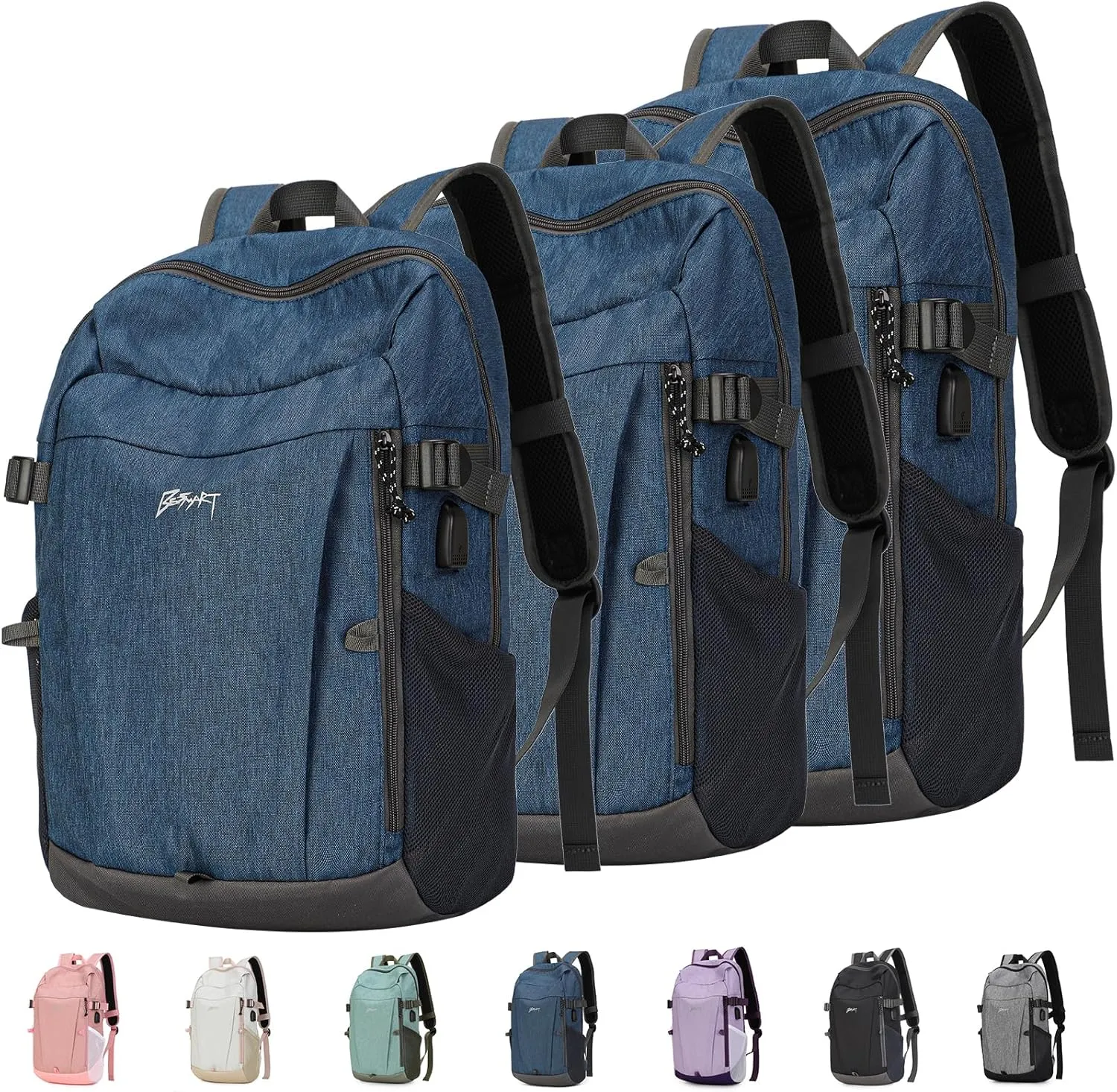 Travel Backpack for Women & Men, Lightweight Backpacks with USB Charging Port in 3 Size, TSA 13.5/15.6/17.3 inch Laptop Backpack, Casual Hiking Daypack for Camping Weekender Business Outdoor