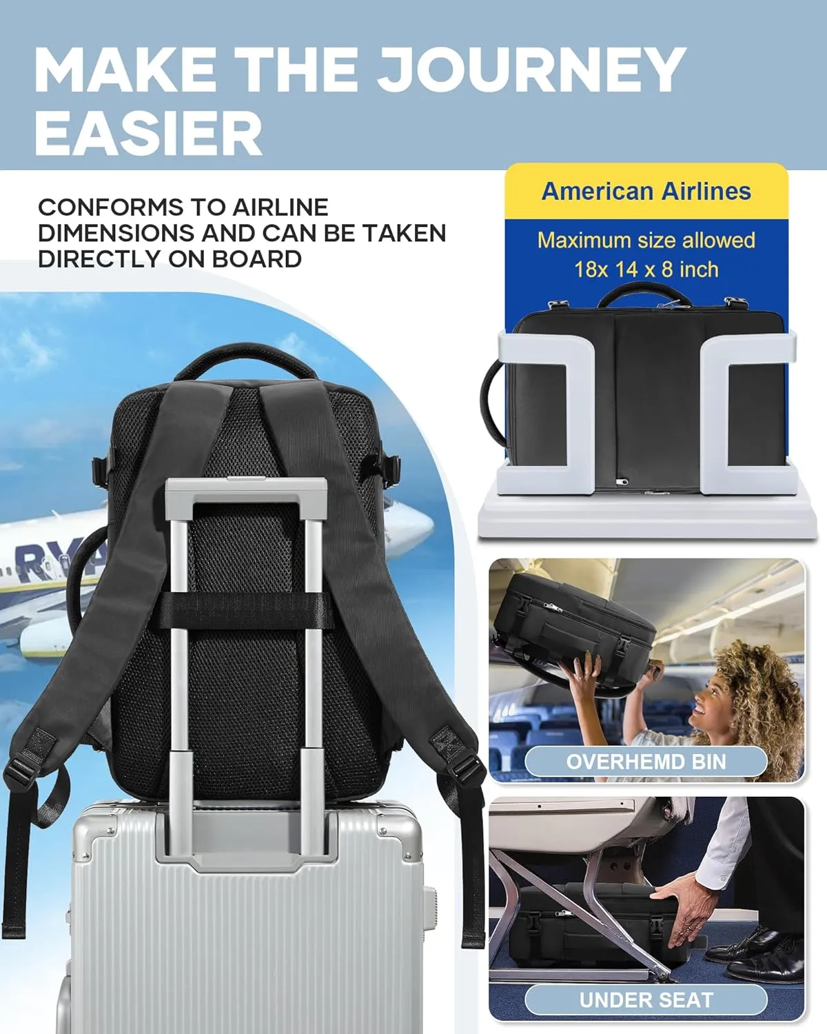 Travel Backpack For Women Men Carry On Backpack For Traveling On Airplanes Personal Item Travel Bag laptop backpacks