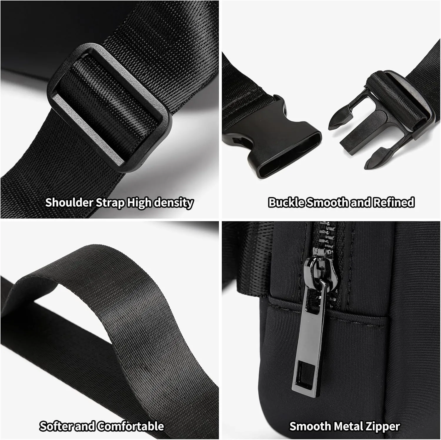 Unisex Belt Bag Fanny pack crossbody bags Everywhere Waist packs with Adjustable Strap (BLACK)