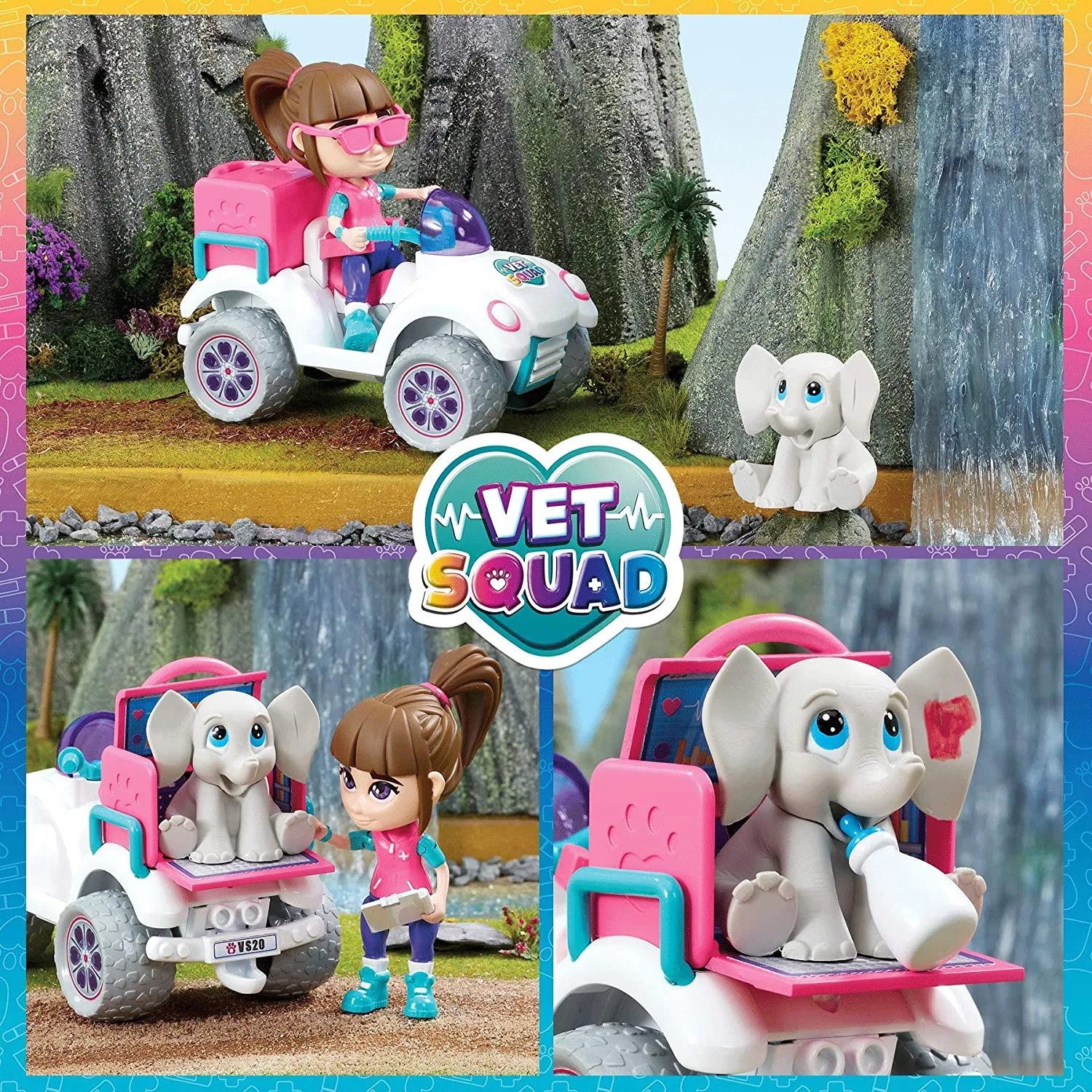 Vet Squad - Forest Rescue - Ava & Quadbike, 3 inch articulated vet figure with vehicle, pet and accessories - Suitable for 4 years and above