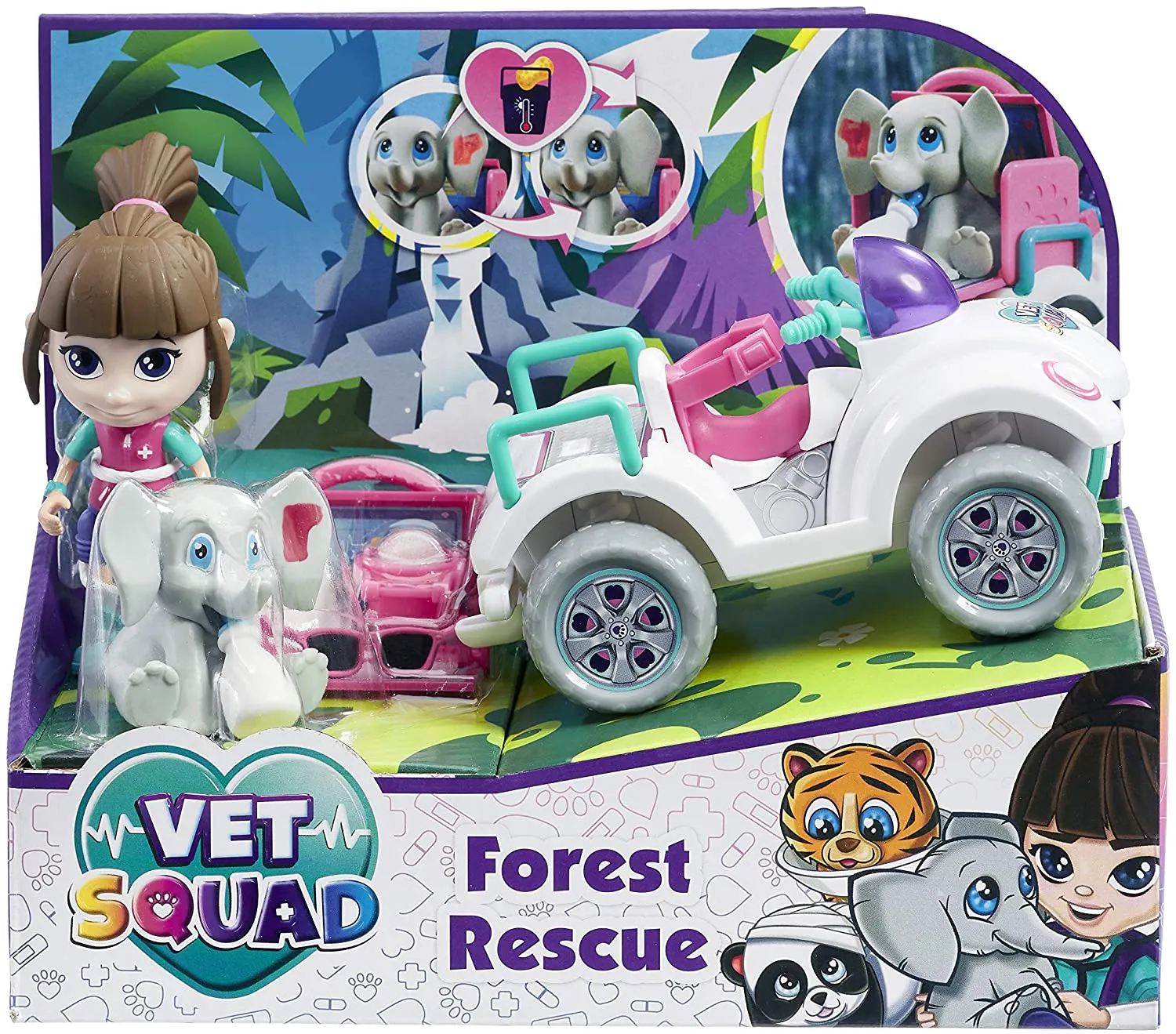 Vet Squad - Forest Rescue - Ava & Quadbike, 3 inch articulated vet figure with vehicle, pet and accessories - Suitable for 4 years and above