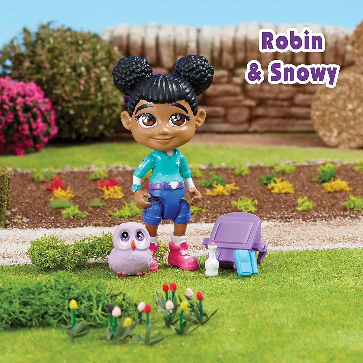 Vet Squad - Robin & Snowy the Owl, 3 inch articulated vet figure with pet and accessories - Suitable for 4 years and above