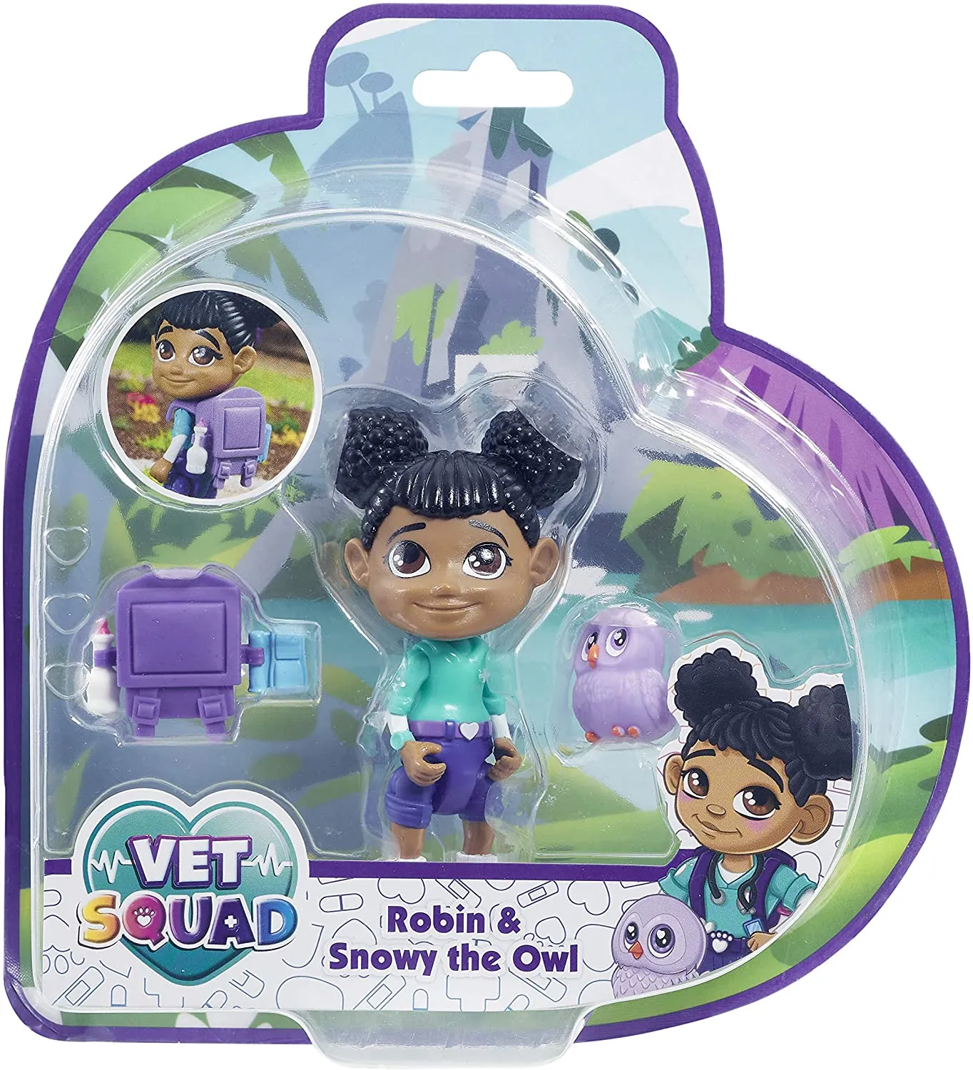 Vet Squad - Robin & Snowy the Owl, 3 inch articulated vet figure with pet and accessories - Suitable for 4 years and above