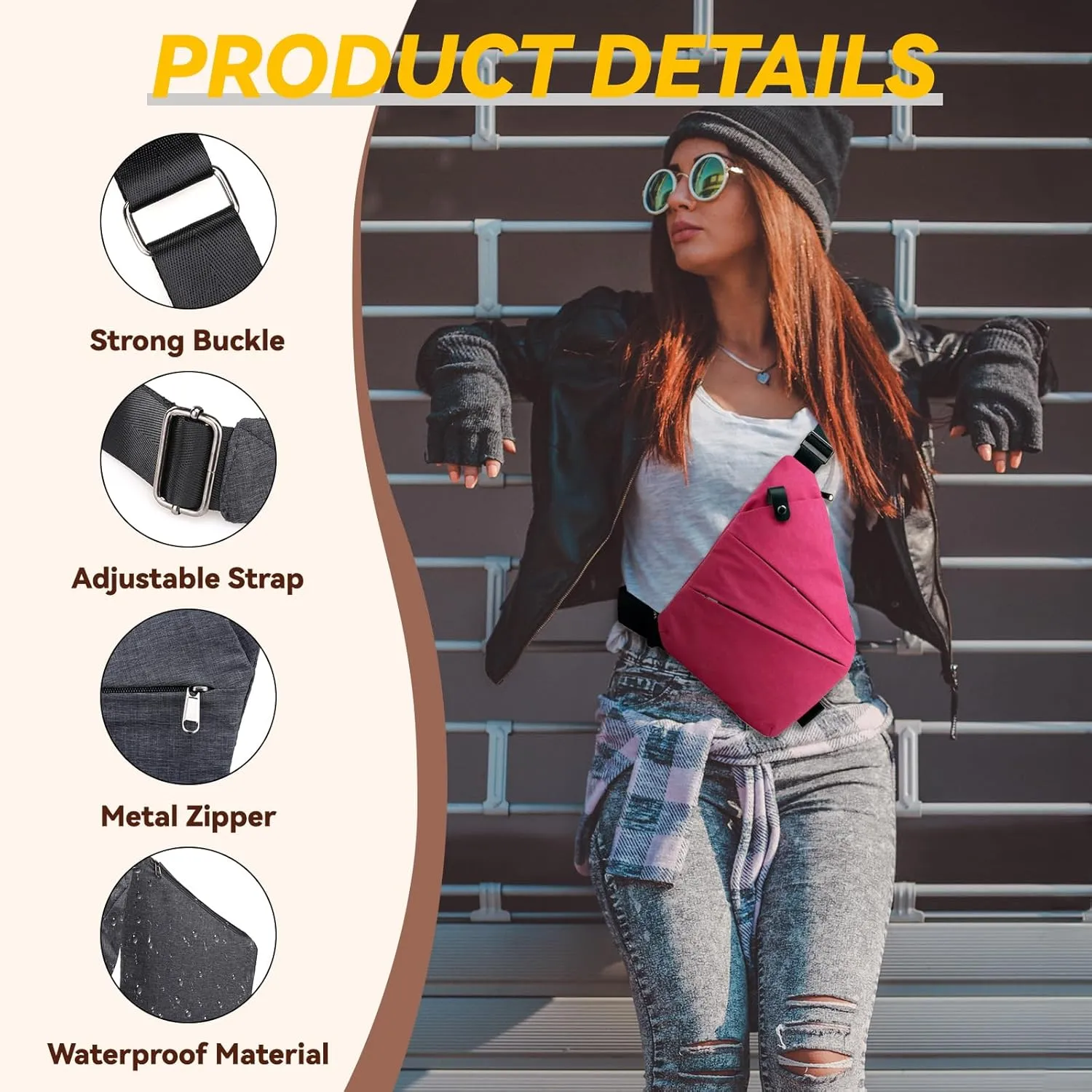 Vipost Anti Theft Crossbody Bags for Women/Men, Multi-Pocket Sling Bag Travel Crossbody Bag for Women with Adjustable Strap