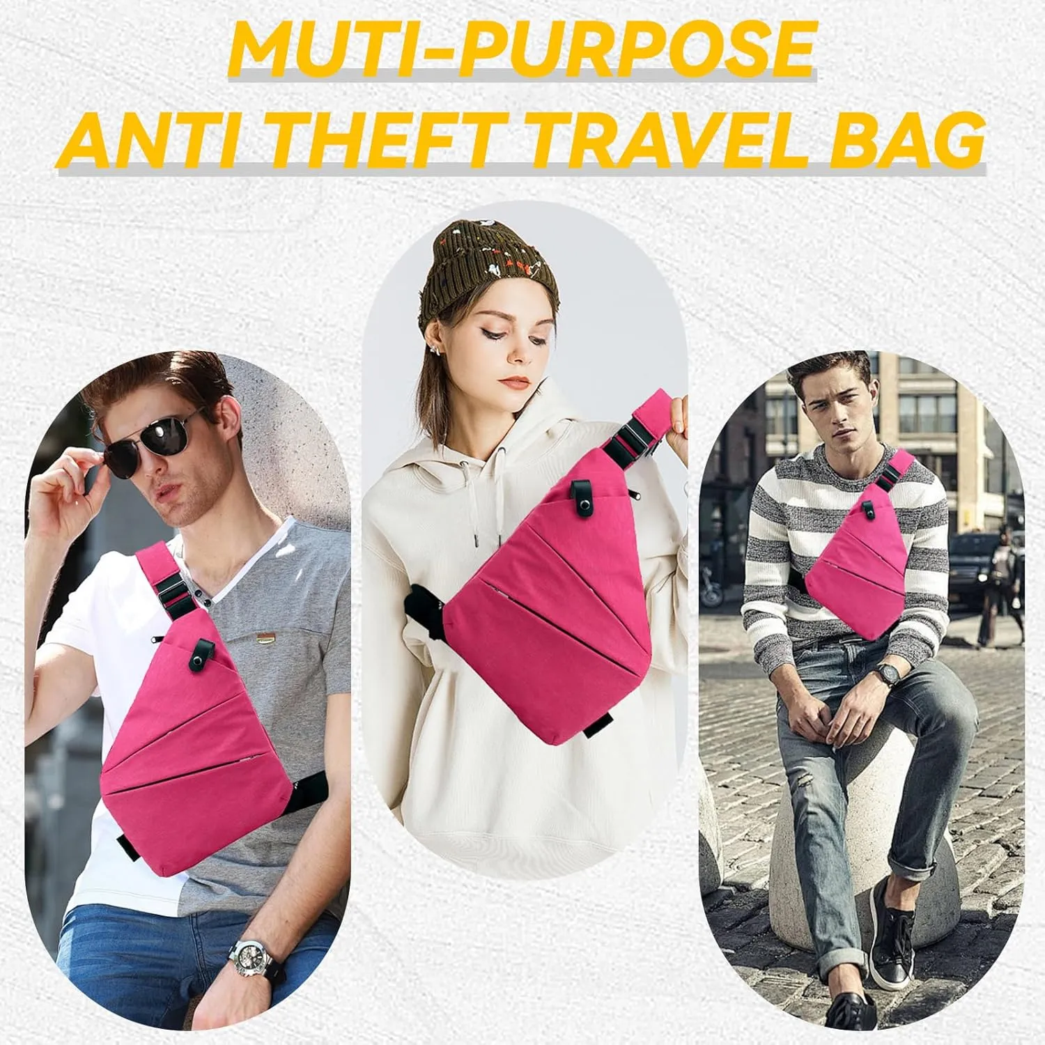 Vipost Anti Theft Crossbody Bags for Women/Men, Multi-Pocket Sling Bag Travel Crossbody Bag for Women with Adjustable Strap
