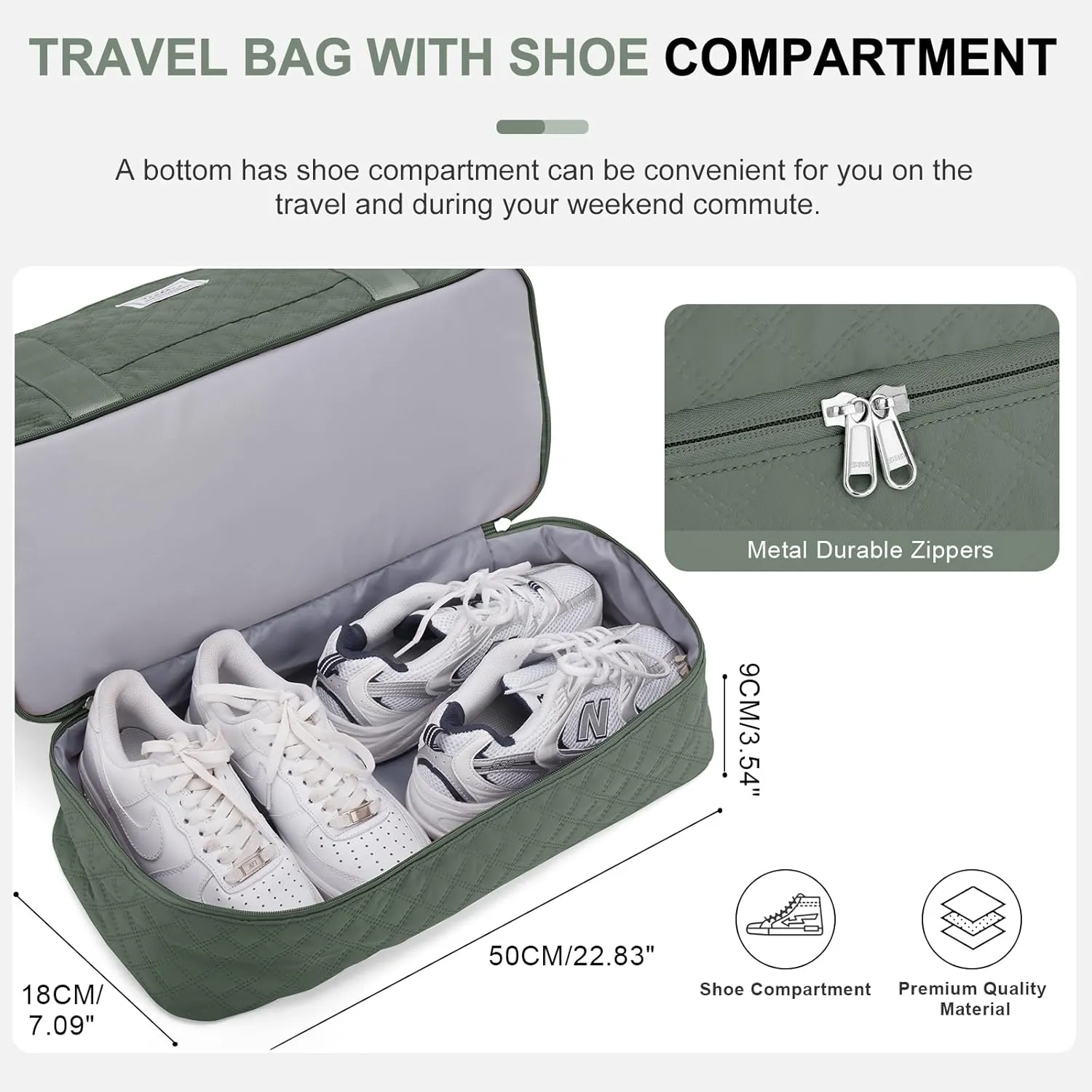 Weekender Bags for Women, Travel Duffel Bags with Shoe Compartment,Personal Item Travel Bag for Airlines, Carry on Overnight Tote Bag for Women with Toiletry BagGrid-Olive Green