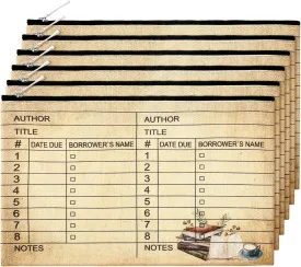 Yinder 6 Pieces Book Club Gifts Book Lovers Library Card Pouch for Women Cosmetic Bag Birthday Gift for Reader Friends Library Card Bag with Zipper for Teacher